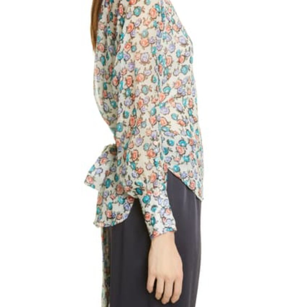 JASON WU SilkTop Long Sleeves in Soft Floral Print Size 10 New NWT - Picture 7 of 11